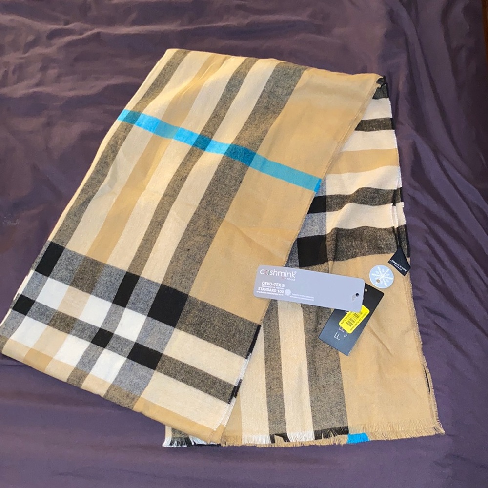 FRAAS Cashmink Beige Plaid Scarf NWT's